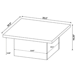 English Elm Exeter Square Coffee Table with Mango Wood Grain Finish for Modern Living Rooms B2777P535867