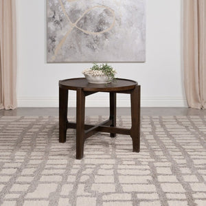 English Elm Mavis Solid Hardwood Round End Table with Cross Beam Base for Living or Bedroom B2777P535868