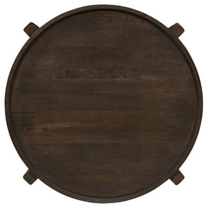 English Elm Mavis Solid Hardwood Round End Table with Cross Beam Base for Living or Bedroom B2777P535868