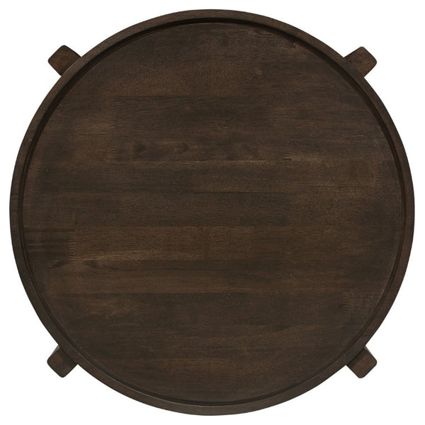 English Elm Mavis Solid Hardwood Round End Table with Cross Beam Base for Living or Bedroom B2777P535868