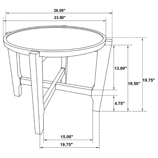 English Elm Mavis Solid Hardwood Round End Table with Cross Beam Base for Living or Bedroom B2777P535868