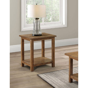 English Elm Castleton Rustic Pine End Table with Open Shelf for Farmhouse Living Rooms B2777P535869