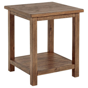 English Elm Castleton Rustic Pine End Table with Open Shelf for Farmhouse Living Rooms B2777P535869