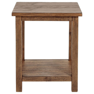 English Elm Castleton Rustic Pine End Table with Open Shelf for Farmhouse Living Rooms B2777P535869
