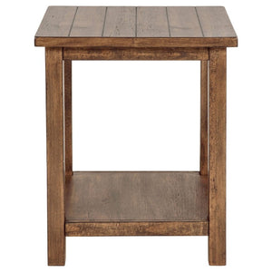 English Elm Castleton Rustic Pine End Table with Open Shelf for Farmhouse Living Rooms B2777P535869