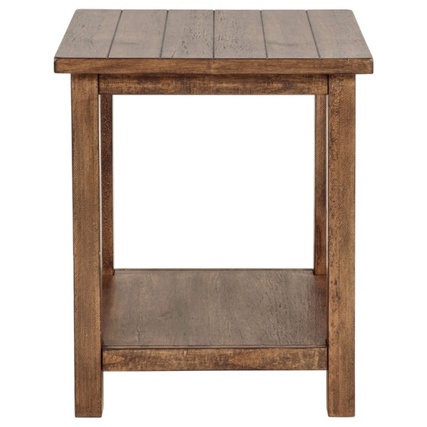 English Elm Castleton Rustic Pine End Table with Open Shelf for Farmhouse Living Rooms B2777P535869