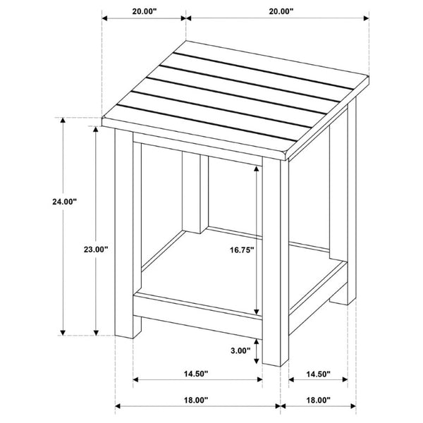 English Elm Castleton Rustic Pine End Table with Open Shelf for Farmhouse Living Rooms B2777P535869