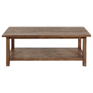 English Elm Castleton Rustic Pine Coffee Table with Open Storage Shelf for Farmhouse Living Rooms Distressed Brown B2777P535870