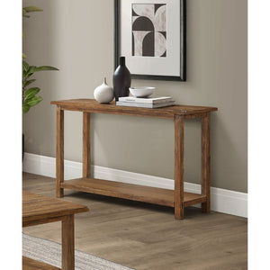 English Elm Castleton Rustic Entryway Console Table with Open Shelf and Distressed Wood Finish B2777P535871