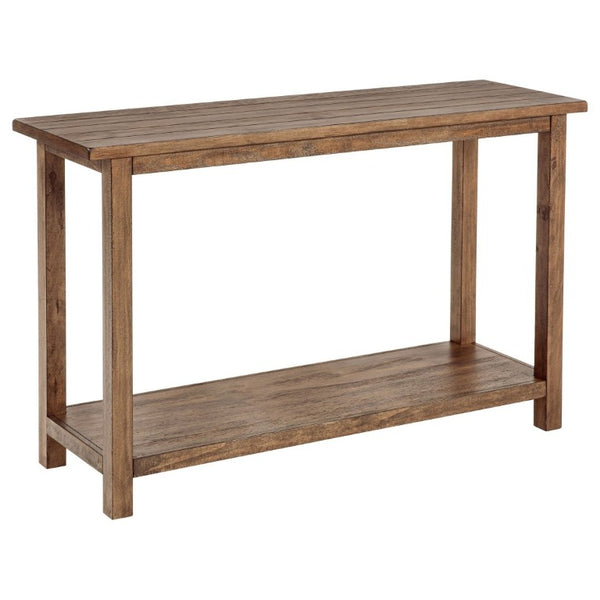 English Elm Castleton Rustic Entryway Console Table with Open Shelf and Distressed Wood Finish B2777P535871