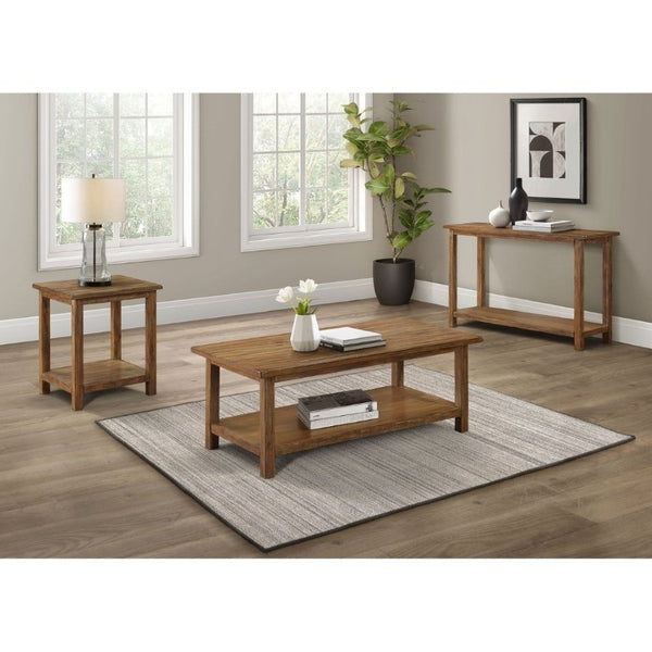 English Elm Castleton Rustic Entryway Console Table with Open Shelf and Distressed Wood Finish B2777P535871