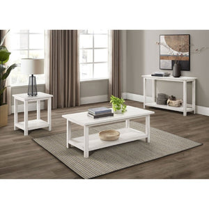 English Elm Castleton Rustic Pine Coffee Table with Open Storage Shelf for Farmhouse Living Rooms Antique White B2777P535872