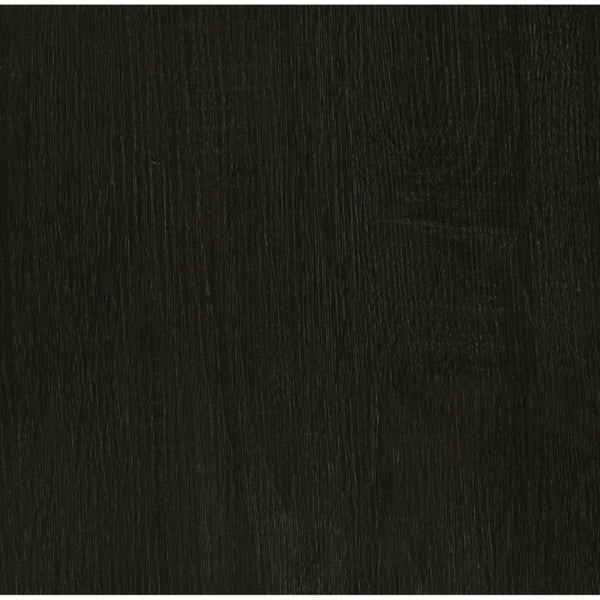 English Elm Dark Charcoal Round End Table with Black Nickel Frame and Lower Display Shelf B2777P535875