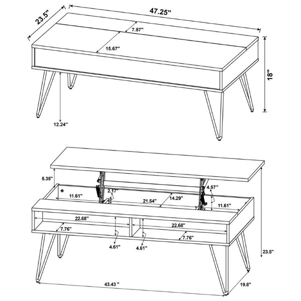 English Elm Amara Lift Top Coffee Table with Hidden Storage and Hairpin Legs for Modern Living B2777P535876