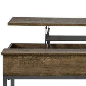 English Elm Brown Oak Lift Top Coffee Table with Hidden Storage and Slim Metal Legs B2777P535877