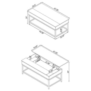 English Elm Brown Oak Lift Top Coffee Table with Hidden Storage and Slim Metal Legs B2777P535877