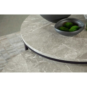 English Elm Hanover Round Faux Marble Nesting Coffee Table Set with Gunmetal Base for Living Rooms B2777P535879
