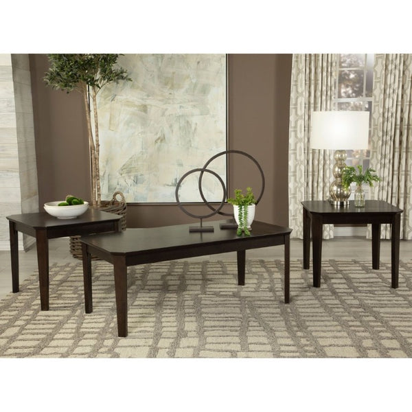 English Elm Amaro Mid-Century 3 Piece Living Room Table Set with Slim Tapered Legs Dark Finish B2777P535880