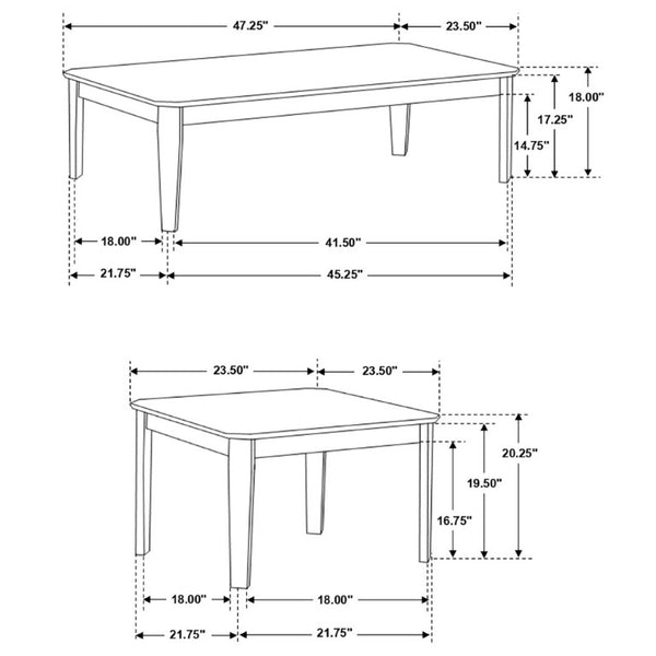 English Elm Amaro Mid-Century 3 Piece Living Room Table Set with Slim Tapered Legs Dark Finish B2777P535880