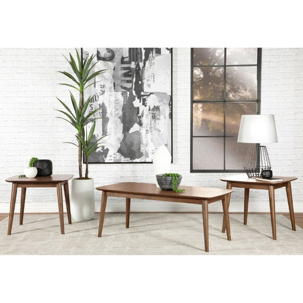 English Elm Eleanore Walnut Veneer 3 Piece Mid Century Living Room Coffee and End Table Set B2777P535881