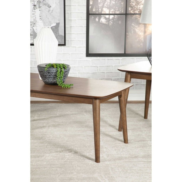 English Elm Eleanore Walnut Veneer 3 Piece Mid Century Living Room Coffee and End Table Set B2777P535881
