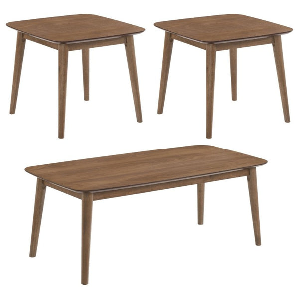 English Elm Eleanore Walnut Veneer 3 Piece Mid Century Living Room Coffee and End Table Set B2777P535881