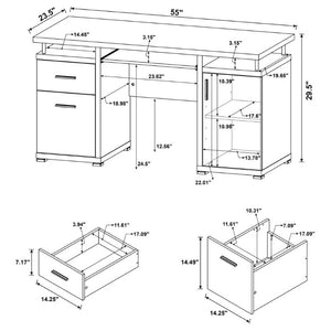 English Elm Rochelle Two Drawer Computer Desk Warm Wood Tone Finish for Home Office Use Cappuccino B2777P535882