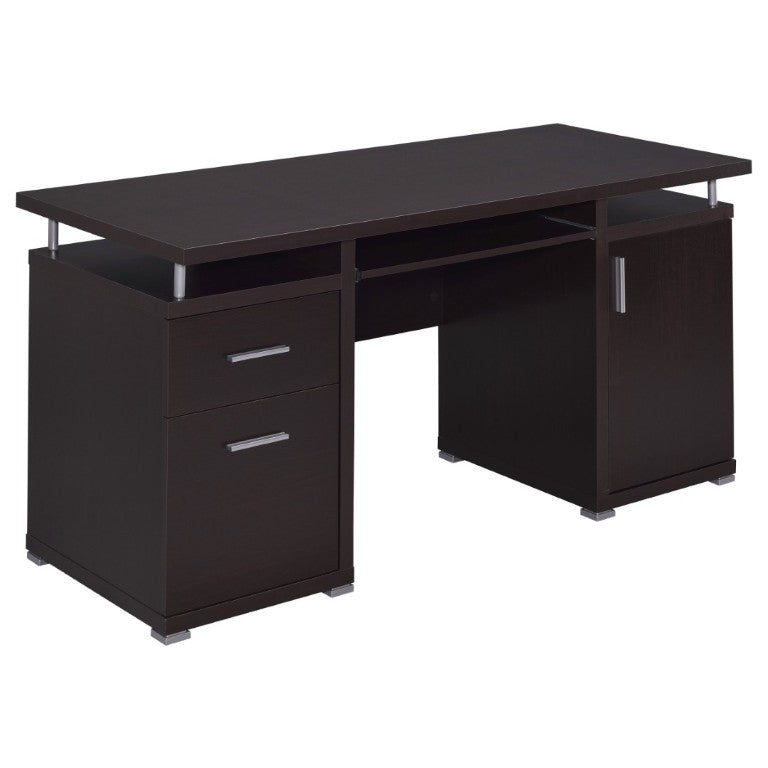 English Elm Rochelle Two Drawer Computer Desk Warm Wood Tone Finish for Home Office Use Cappuccino B2777P535882