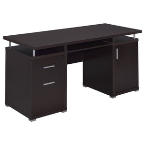 English Elm Rochelle Two Drawer Computer Desk Warm Wood Tone Finish for Home Office Use Cappuccino B2777P535882