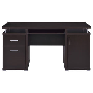 English Elm Rochelle Two Drawer Computer Desk Warm Wood Tone Finish for Home Office Use Cappuccino B2777P535882
