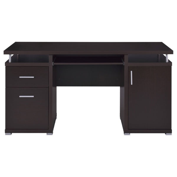 English Elm Rochelle Two Drawer Computer Desk Warm Wood Tone Finish for Home Office Use Cappuccino B2777P535882