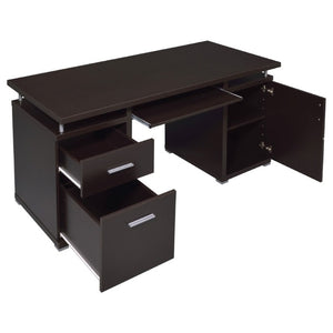 English Elm Rochelle Two Drawer Computer Desk Warm Wood Tone Finish for Home Office Use Cappuccino B2777P535882