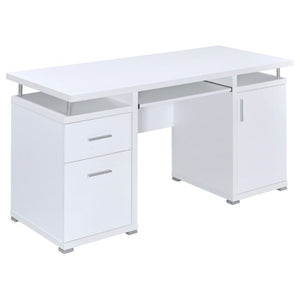 English Elm Rochelle Two Drawer Computer Desk Warm Wood Tone Finish for Home Office Use White B2777P535883
