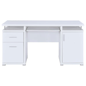 English Elm Rochelle Two Drawer Computer Desk Warm Wood Tone Finish for Home Office Use White B2777P535883