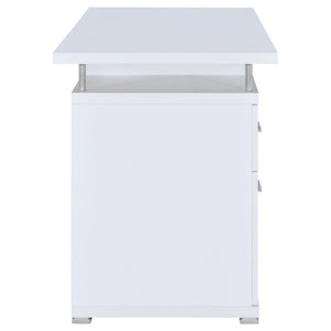 English Elm Rochelle Two Drawer Computer Desk Warm Wood Tone Finish for Home Office Use White B2777P535883