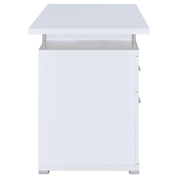 English Elm Rochelle Two Drawer Computer Desk Warm Wood Tone Finish for Home Office Use White B2777P535883
