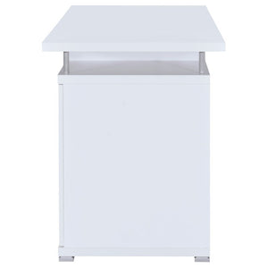 English Elm Rochelle Two Drawer Computer Desk Warm Wood Tone Finish for Home Office Use White B2777P535883
