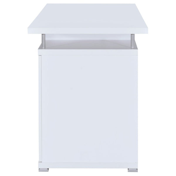 English Elm Rochelle Two Drawer Computer Desk Warm Wood Tone Finish for Home Office Use White B2777P535883