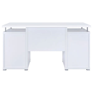 English Elm Rochelle Two Drawer Computer Desk Warm Wood Tone Finish for Home Office Use White B2777P535883
