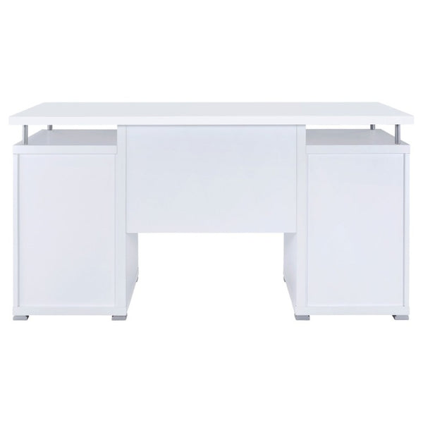 English Elm Rochelle Two Drawer Computer Desk Warm Wood Tone Finish for Home Office Use White B2777P535883