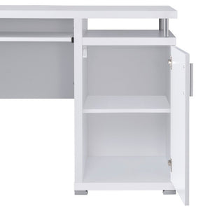 English Elm Rochelle Two Drawer Computer Desk Warm Wood Tone Finish for Home Office Use White B2777P535883