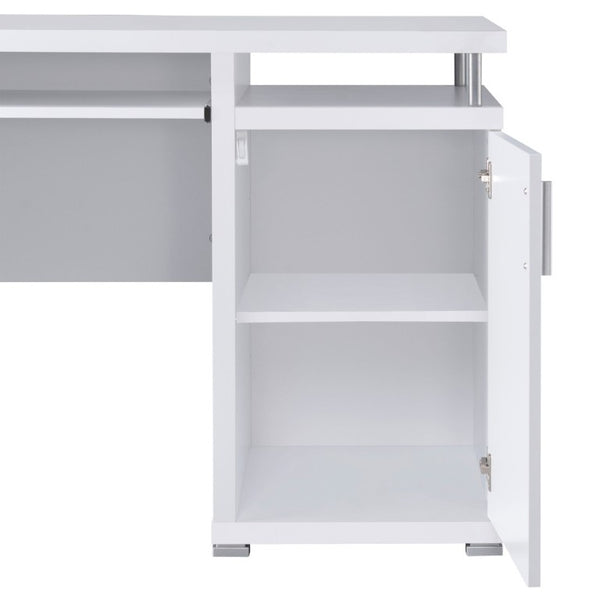 English Elm Rochelle Two Drawer Computer Desk Warm Wood Tone Finish for Home Office Use White B2777P535883