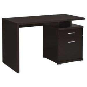 English Elm Cappuccino Finish Reversible Writing Desk with File Drawer for Modern Home Office Brown B2777P535884