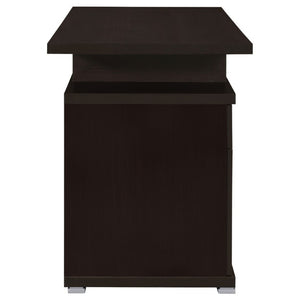 English Elm Cappuccino Finish Reversible Writing Desk with File Drawer for Modern Home Office Brown B2777P535884