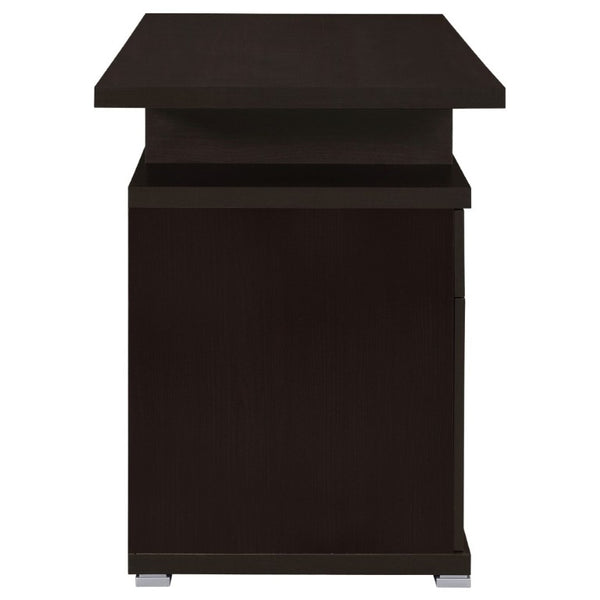 English Elm Cappuccino Finish Reversible Writing Desk with File Drawer for Modern Home Office Brown B2777P535884