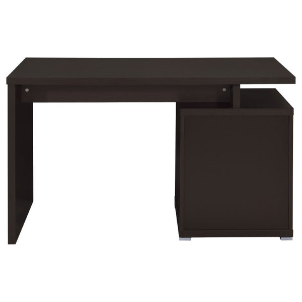 English Elm Cappuccino Finish Reversible Writing Desk with File Drawer for Modern Home Office Brown B2777P535884