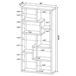 English Elm 8-Shelf Geometric Open Bookcase Tall Display Unit for Living Room or Home Library Cappuccino B2777P535887
