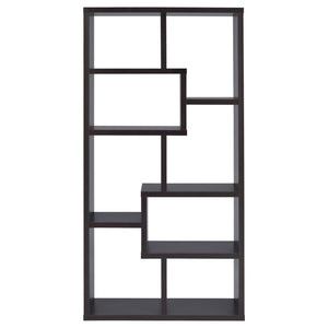 English Elm 8-Shelf Geometric Open Bookcase Tall Display Unit for Living Room or Home Library Cappuccino B2777P535887