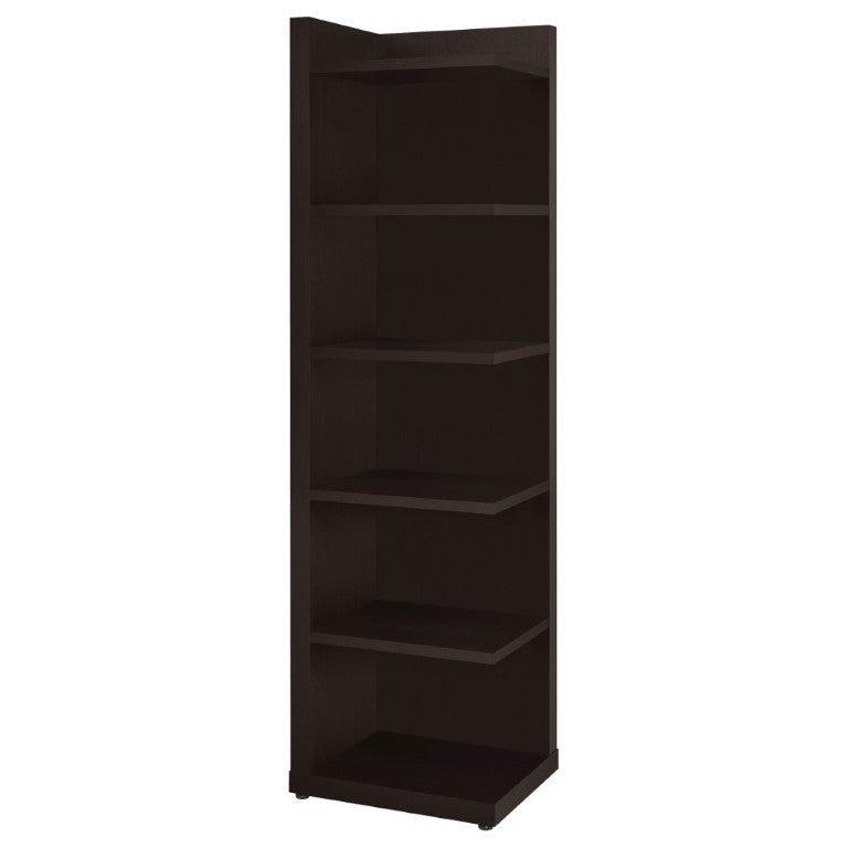 English Elm Cappuccino Six Shelf Corner Bookcase Tall Melamine Unit for Office or Living Room B2777P535888