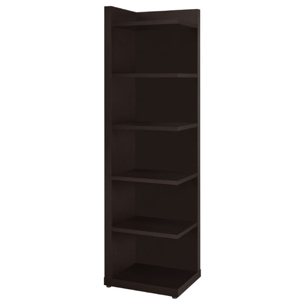 English Elm Cappuccino Six Shelf Corner Bookcase Tall Melamine Unit for Office or Living Room B2777P535888